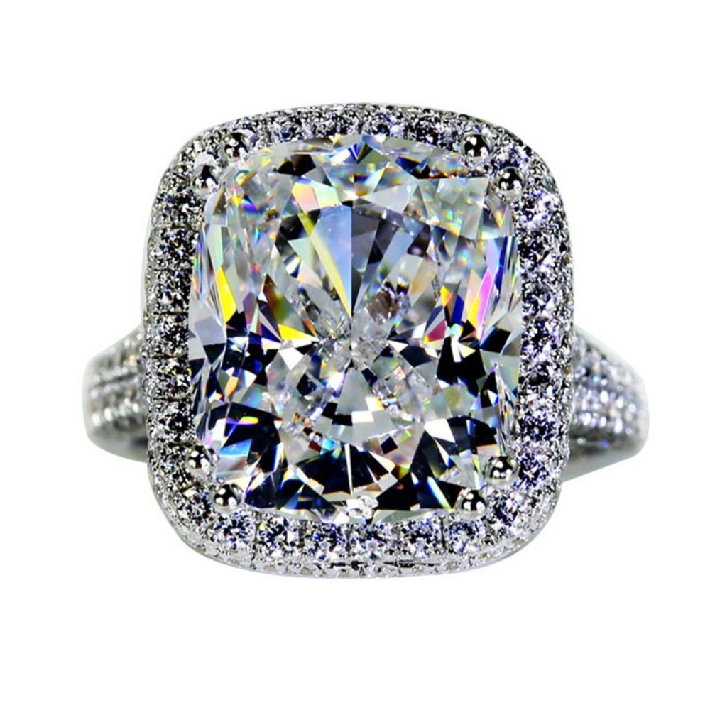 *NEW Platinum Cushion Halo Dome Engagement Ring - Picture 2 of 7
